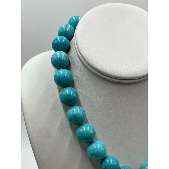 ETTIKA Chunky Beaded Turquoise 18k Gold Plated Heart Necklace New - Picture 9 of 13